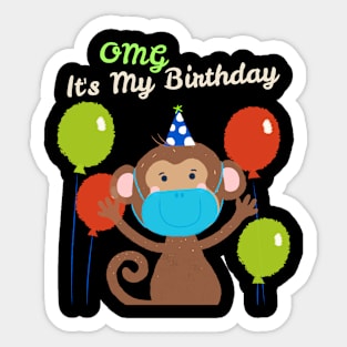 OMG It's My Birthday Monkey Chimp Sticker